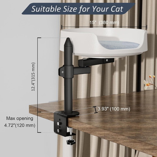 Cat bed for desk new with cushion and adjustable rotation
