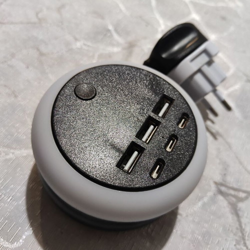 Usb Type C Charger 7-in-1 with 8-Color Ambient Light and Rotating Cable