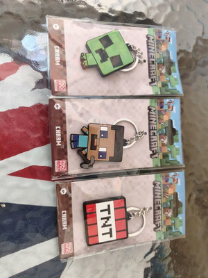 Μπρελόκ Minecraft καινούργια, πακέτο 3 πολύχρωμα