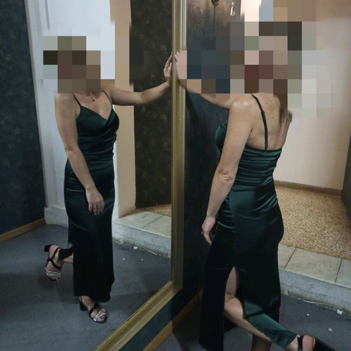 Emerald satin midi dress like new, size XS