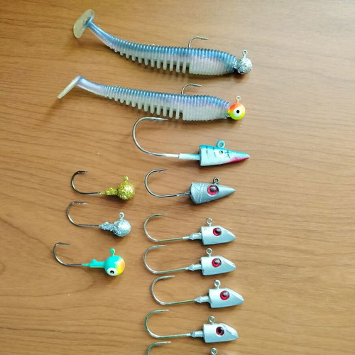 Fishing sinkers lead heads new, pack of 57 with hooks