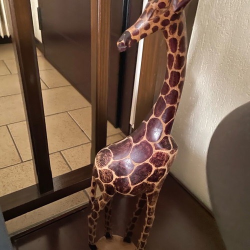 Giraffe decorative handmade wooden new, height 23 cm