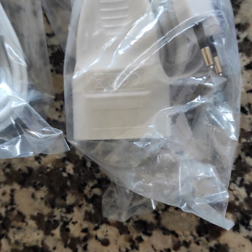 Extension cords with bipolar plug, new, 3m and 5m white cables