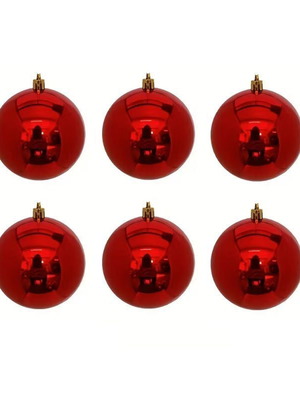 Christmas balls 10cm 6 pcs red shiny new