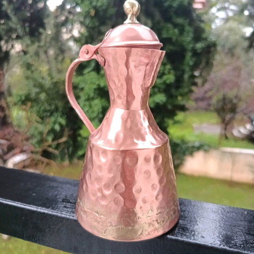 Copper coffee pot with hammered embossed surface like new