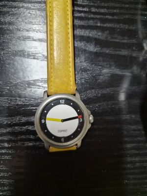 Esprit wristwatch with yellow leather strap and two-tone dial