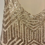 Evening blouse with sequins used, beige, size S/M