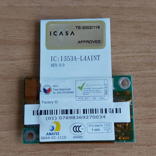 Toshiba Modem Board 1353A-L4AINT used in excellent condition