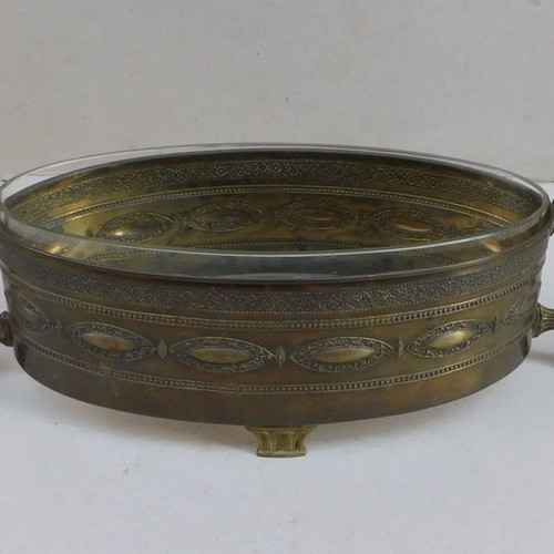 Bronze jardiniere with inner glass, French, about 130 years old