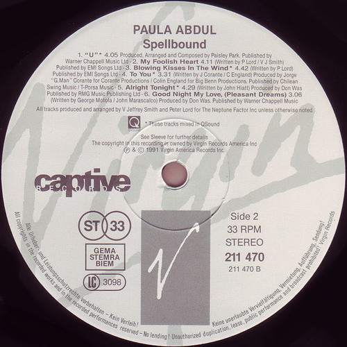 Paula Abdul Spellbound vinyl record used, pop