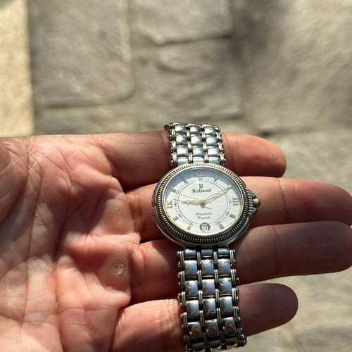 Vintage Rolland Swiss Quartz Sapphire watch stainless steel 3.5 cm