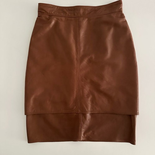 Gianni Versace vintage 90s genuine leather skirt like new, brown