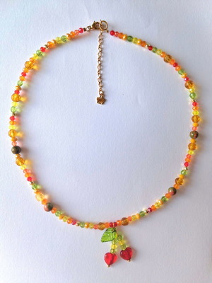 Warm Cherry handmade necklace multicolored new