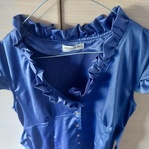 Rebecca Blu Satin Shirt Purple Size Large Like New