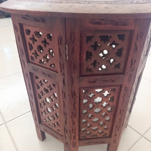 Handmade Indian Sheesham wood and brass side table