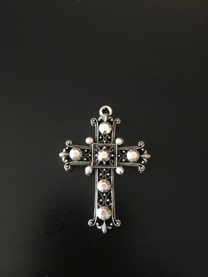 Silver-plated Zamac cross pendant without nickel new