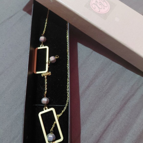 Necklace new, gray and gold