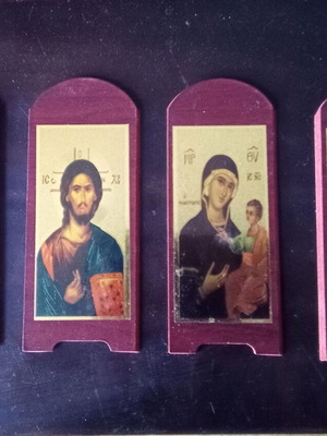 Set of 4 religious icons on melamine like new
