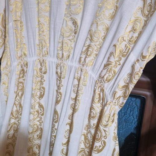 Dress with gold details and elastic waist, like new