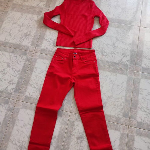 Bershka women's set with red pants and top