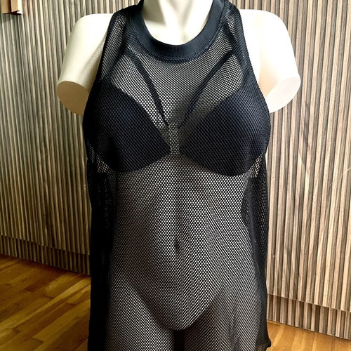 Black mesh blouse size L like new by Calliope