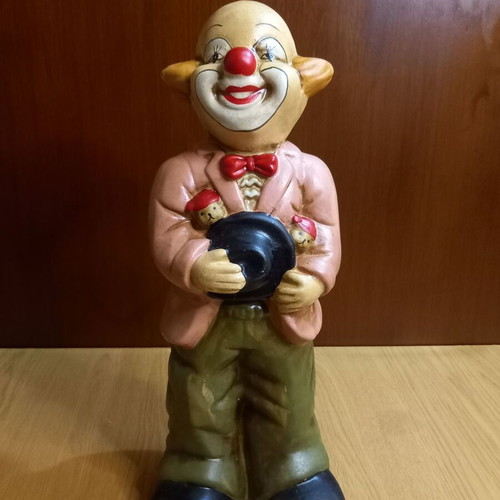 Ceramic clown piggy bank vintage, 31 cm tall, like new