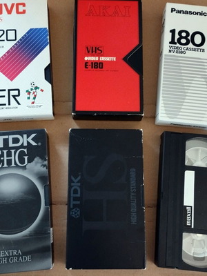 VHS video cassettes used, pack of 6 blank rewritable tapes