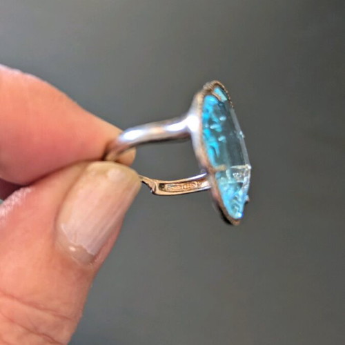 Silver ring with blue stone like new