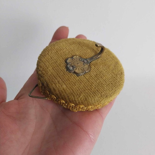 Vintage French hanger used, metal hook on velour base