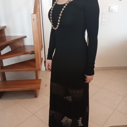 Benissimo black long sleeve dress like new with lace rows