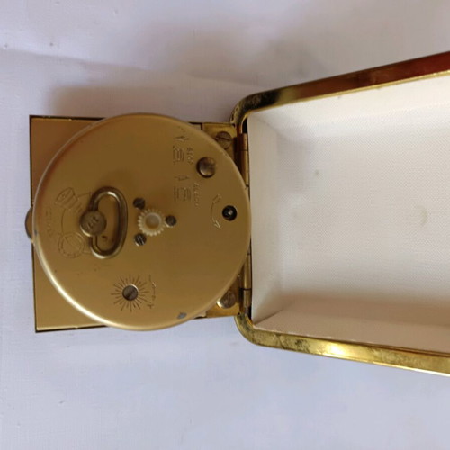 Vintage German travel clock used, tabletop
