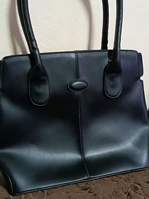 Shoulder bag used, black leather 30/20