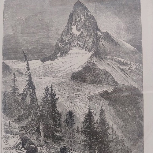 Matterhorn Pencil Drawing Print Like New