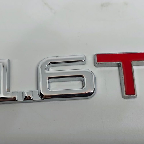 Metal Turbo 1.6T Car Emblem chrome with red, like new