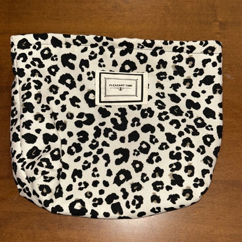 Leopard Toiletry Bag like new, black and beige