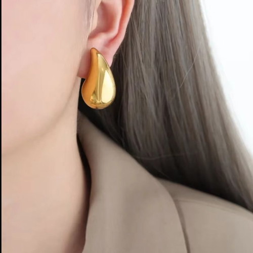 Stainless steel thick teardrop earrings new, gold and silver
