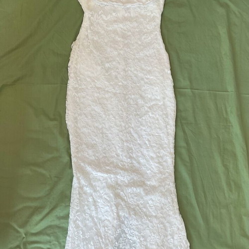 Maxi asymmetric white lace dress XS, new