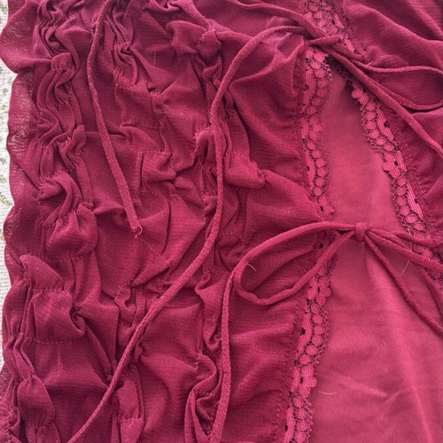 Bershka Bordeaux blouse with ties and bows, new, size S/M