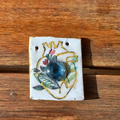 Handmade ceramic charm new, multicolored and gold
