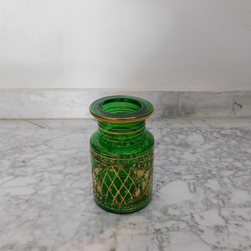 Decorative vase made of blown glass with gold paint, vintage, like new