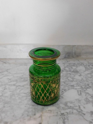 Decorative vase made of blown glass with gold paint, vintage, like new