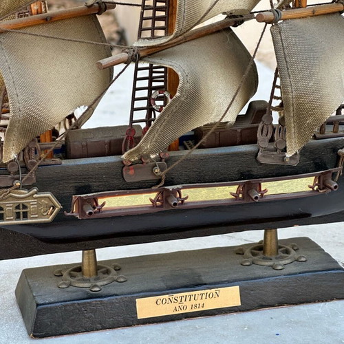 Wooden Constitution sailing ship decoration used with canvas sails