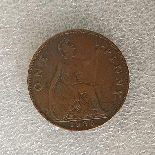 United Kingdom 1 Penny Coin 1936 used, copper