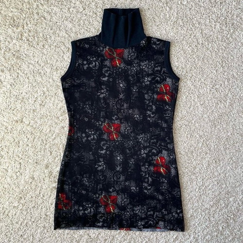 Turtleneck dress short black with patterns used