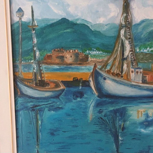 Used painting depicting Nafplio 62x47 cm in frame