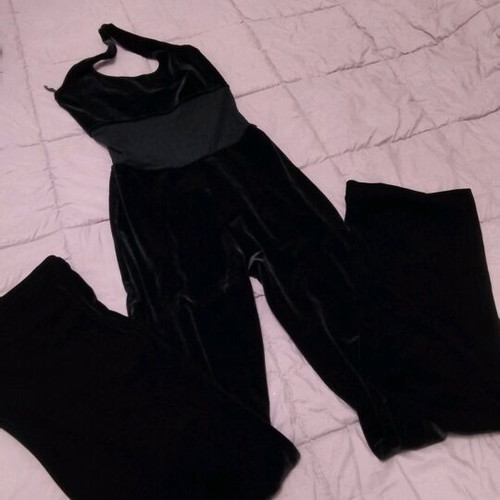 Velvet evening jumpsuit with waist transparency medium like new