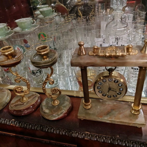 Decorative set used, 9 pieces, marble