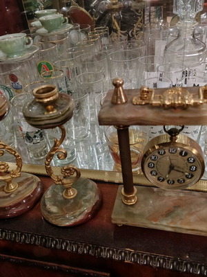 Decorative set used, 9 pieces, marble