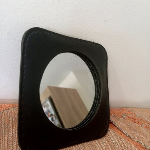 Leather pocket mirror vintage 70s, like new