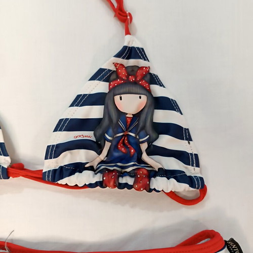 Santoro London girls' bikini with Gorjuss nautical stripes like new, size 7-8